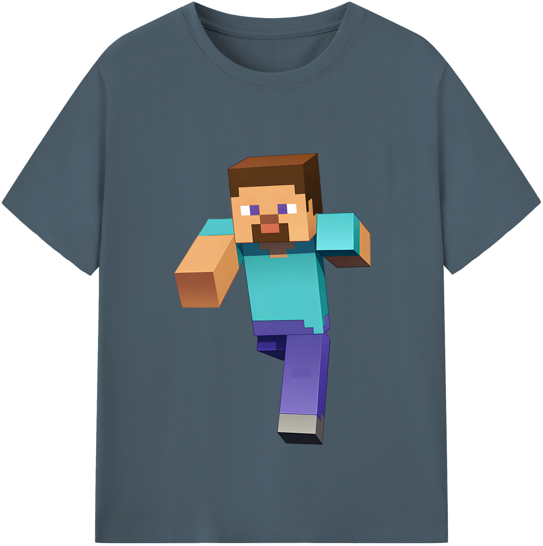 （画像用） マインクラフト ブロックの世界 Minecraft MC Block world 綿100％半袖Tシャツ（フロントプリント）